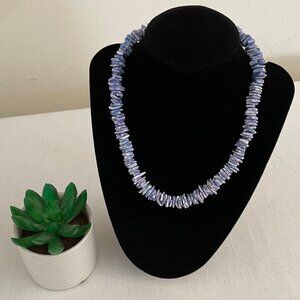 Hawaiian Blue Puka Shell Necklace Men or Women 17in Barrell Clasp Beach Coastal